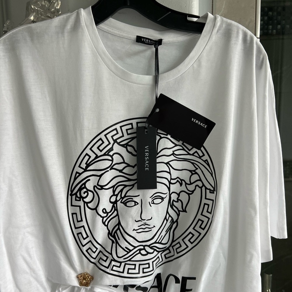 Versace Draped Logo Print T-shirt - Picture 8 of 12